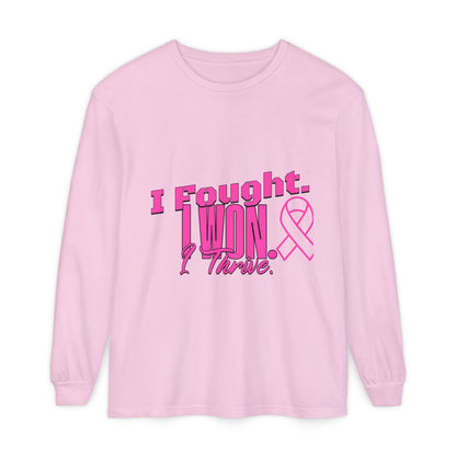 I Fought. I won. I Thrive. - Breast Cancer Survivor Long Sleeve T-Shirt