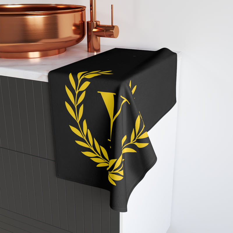 Elegant letter "Y" Gold Laurel Monogram Hand Towel