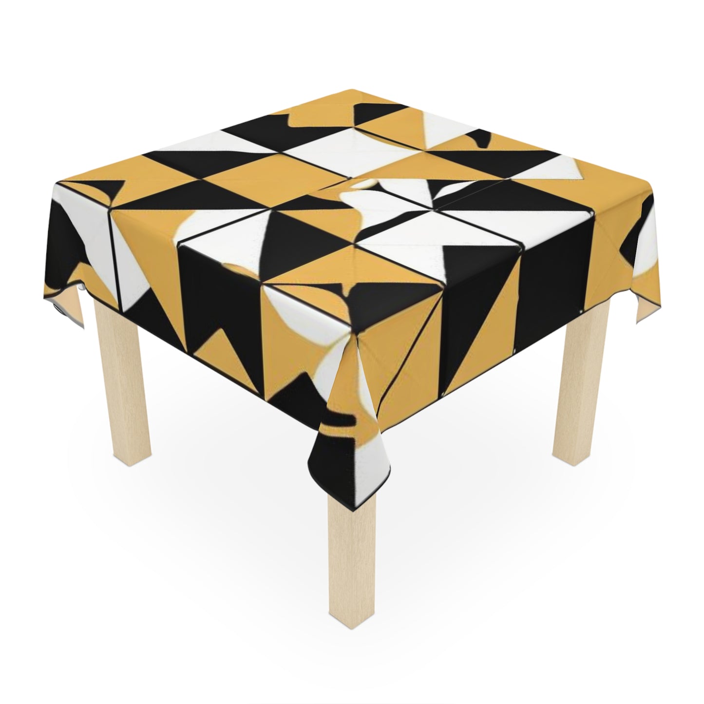 Black Gold and White Geometric Pattern Tablecloth