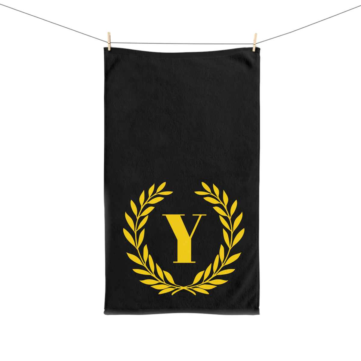 Elegant letter "Y" Gold Laurel Monogram Hand Towel
