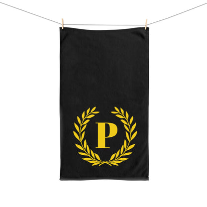 Elegant letter "P" Gold Laurel Monogram Hand Towel