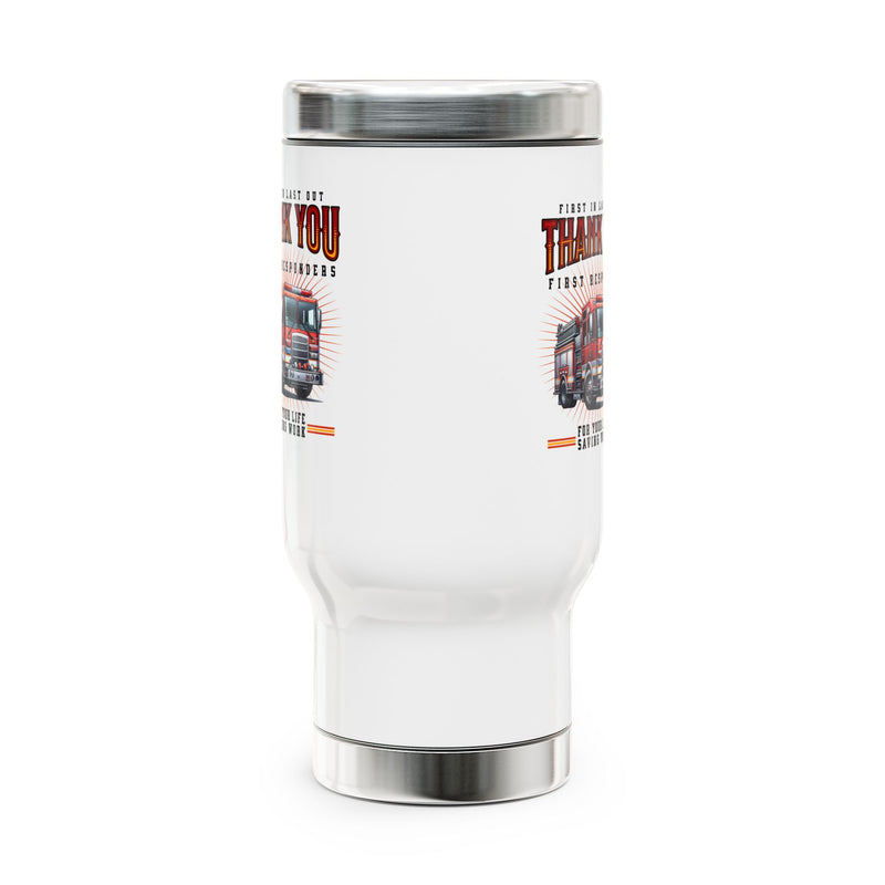 Thank You First Responders Stainless Steel Travel Mug with Handle, 14oz