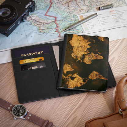 Brown World Map Passport Cover