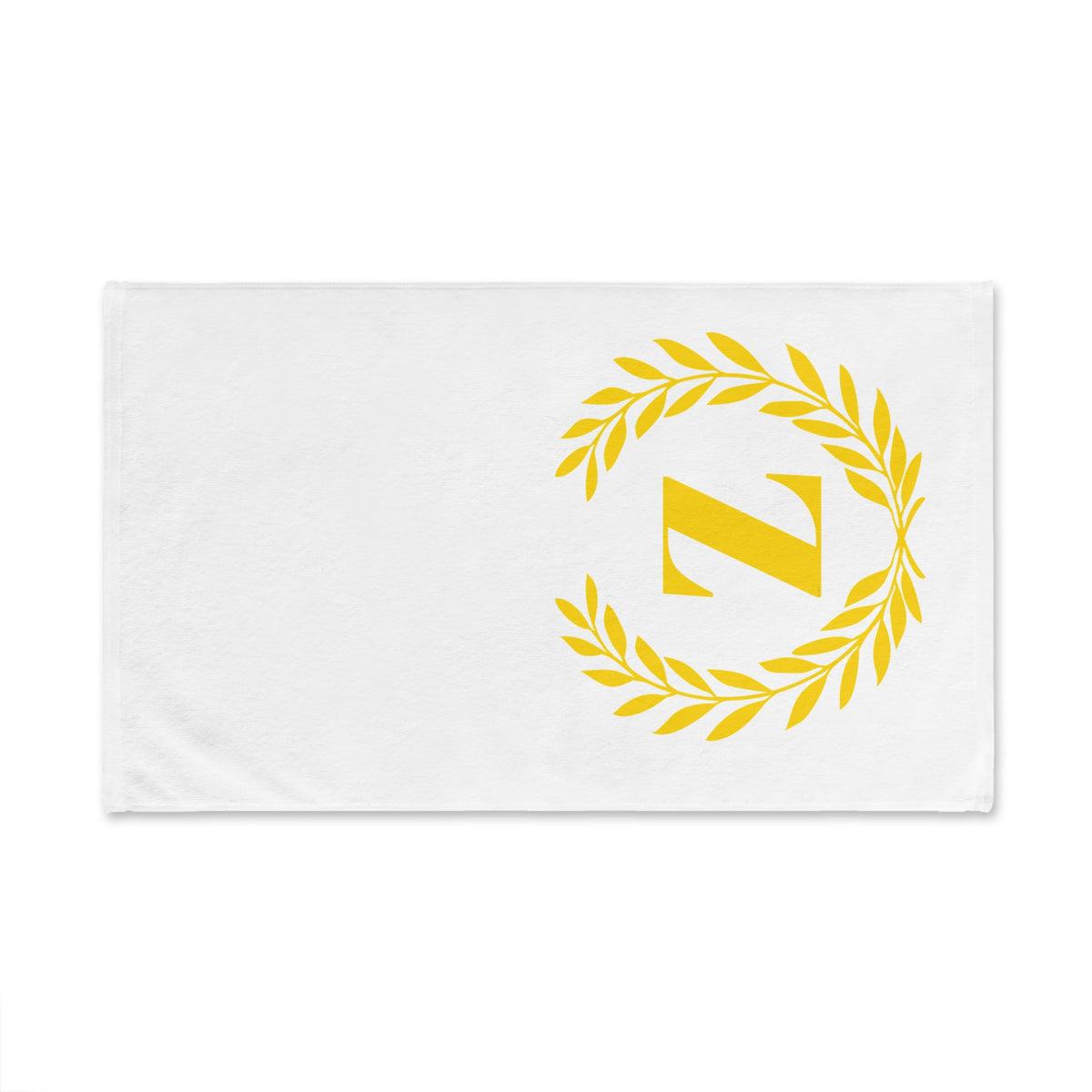 Elegant letter "Z" Gold Laurel Monogram White Hand Towel