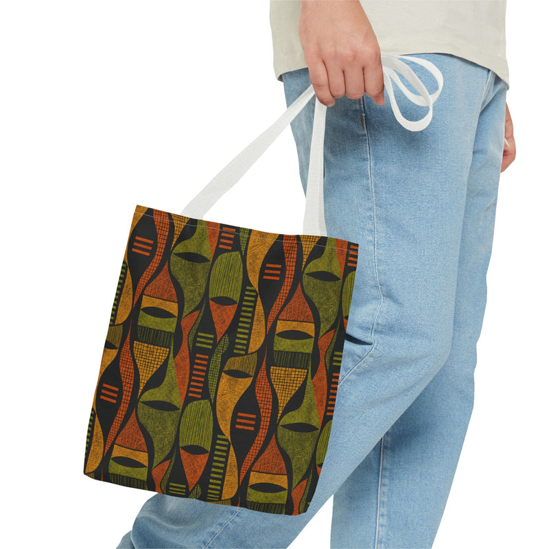 Retro Tribal Pattern Tote Bag – Earthy Boho All-Over Print Tote