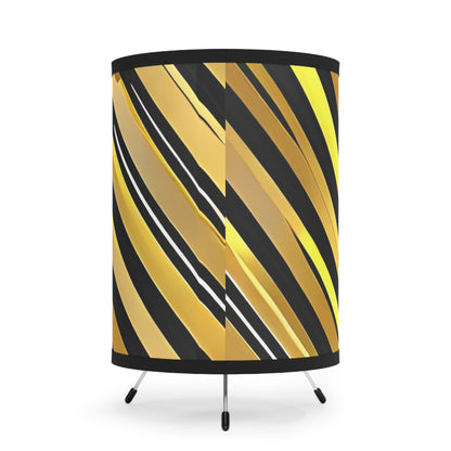 Gold and Black Stripe Pattern Tripod Lamp