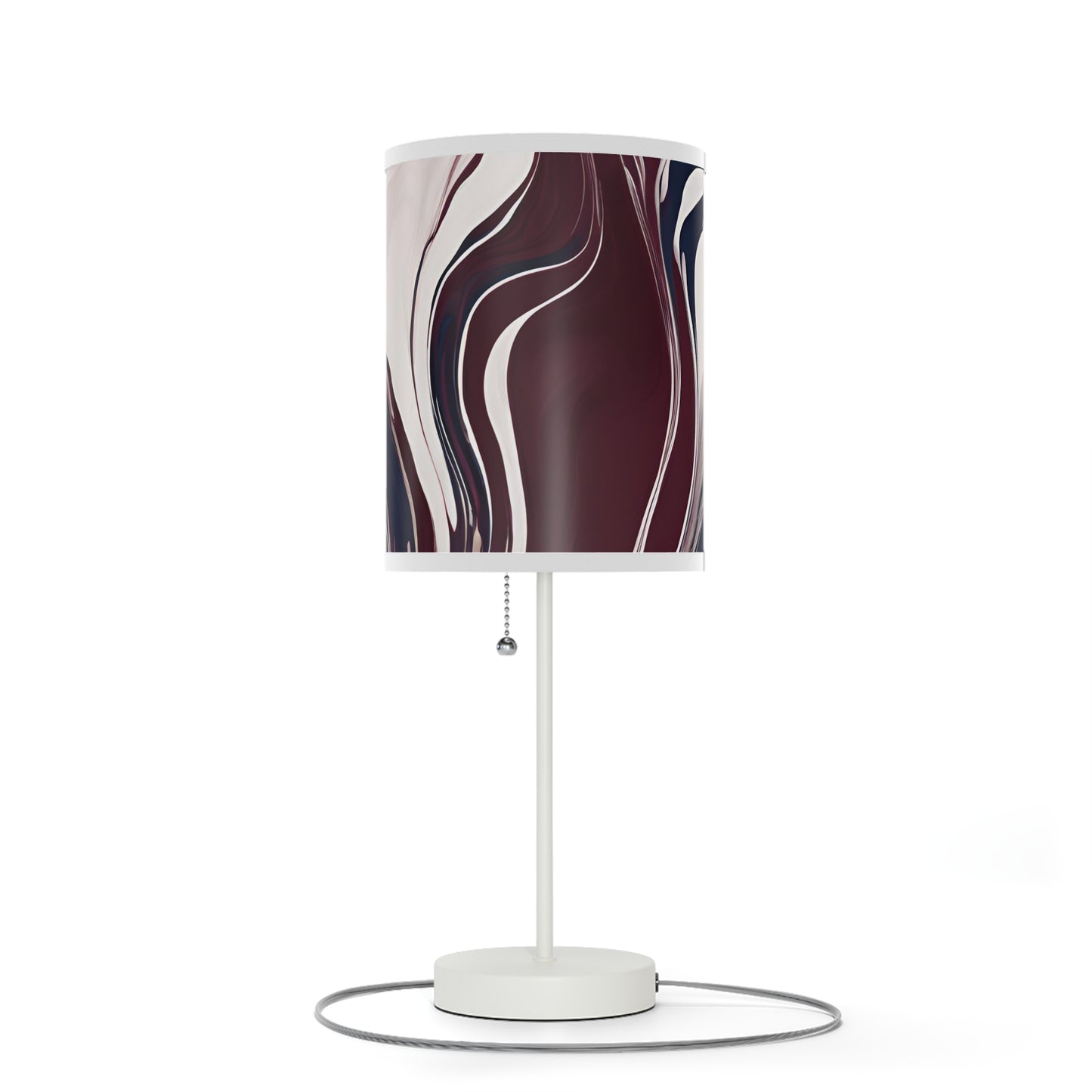 Burgundy and White Marble Swirl Lamp on a Stand, US|CA plug