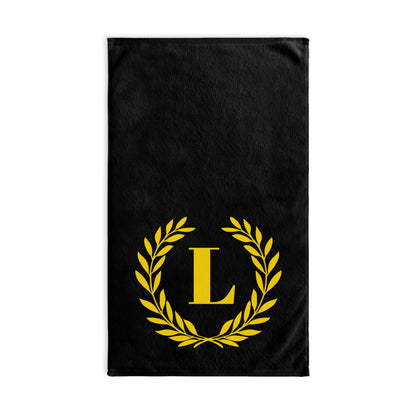 Elegant letter "L" Gold Laurel Monogram Hand Towel