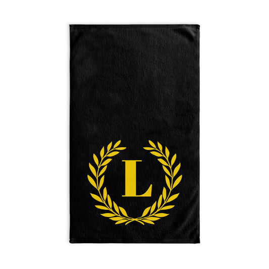 Elegant letter "L" Gold Laurel Monogram Hand Towel