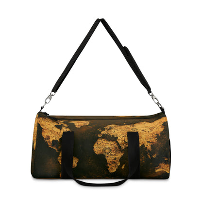 Brown World Map Duffel Bag