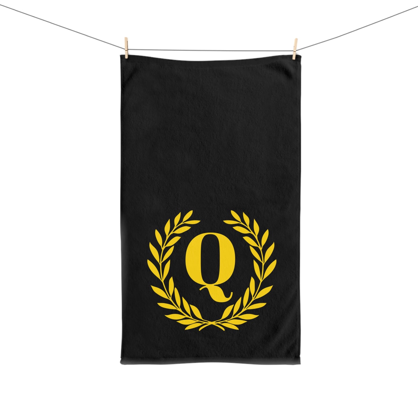 Elegant letter "Q" Gold Laurel Monogram Hand Towel
