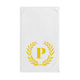 Elegant letter "P" Gold Laurel Monogram White Hand Towel