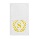 Elegant letter "S" Gold Laurel Monogram White Hand Towel