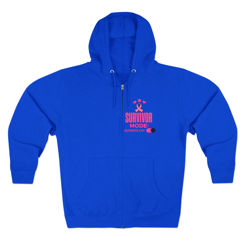 Survivor Mode: Always On - Breast Cancer Survivor Zip Hoodie