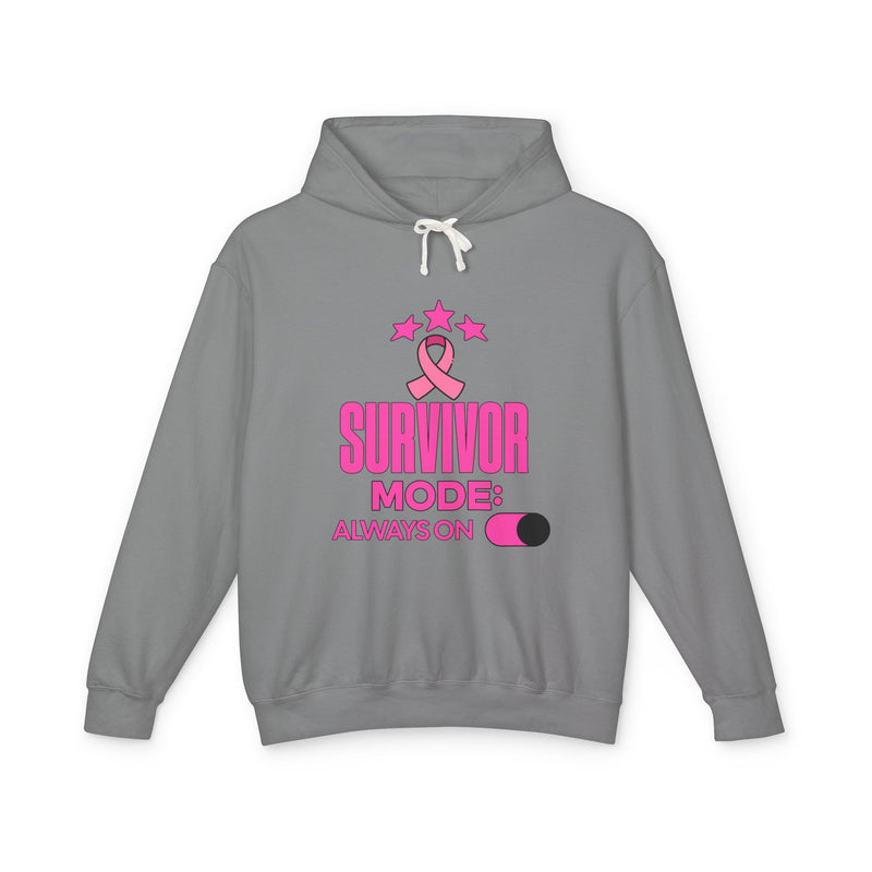 Survivor Mode: Always On - Breast Cancer Survivor Lightweight Hooded Sweatshirt