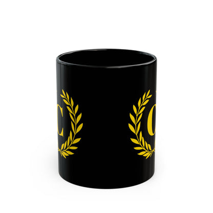 Elegant Letter "C" Laurel Monogram Black Coffee Mug
