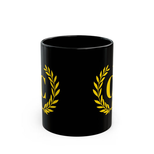 Elegant Letter "C" Laurel Monogram Black Coffee Mug