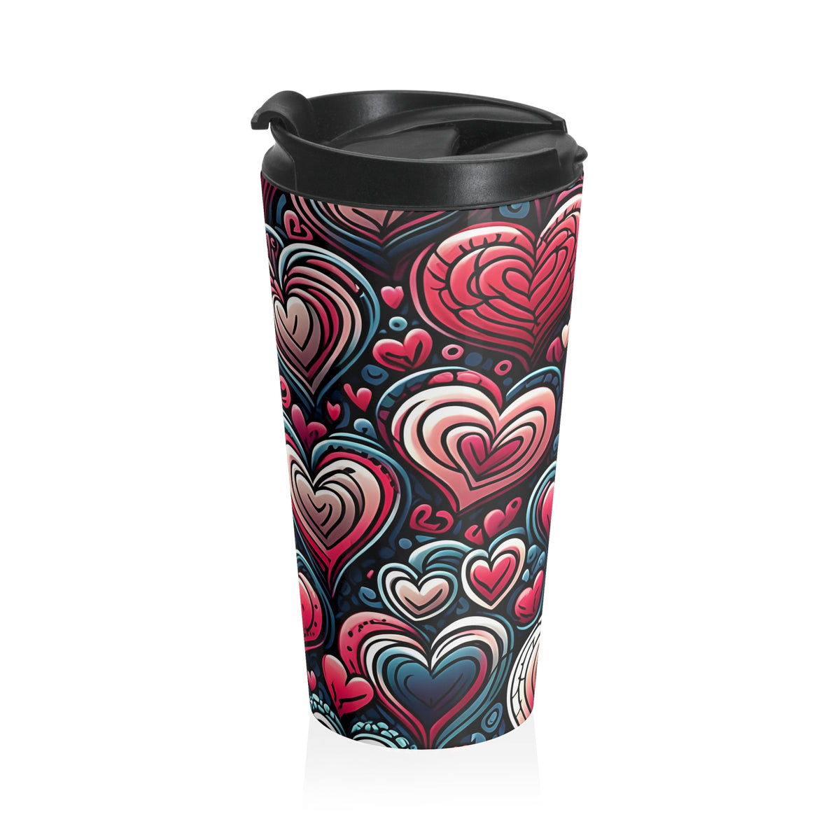 Decorative Heart Pattern - Romantic Stainless Steel Travel Mug