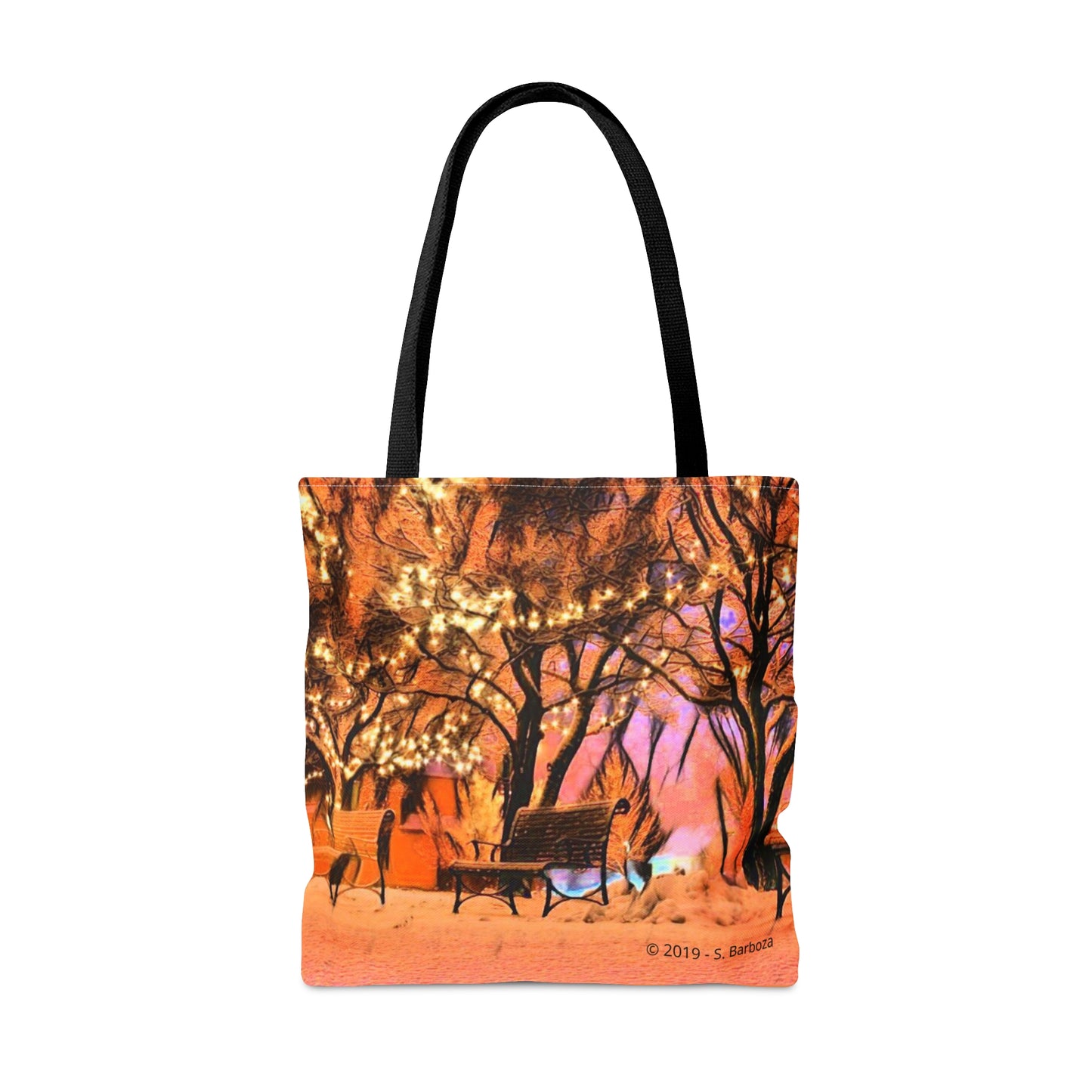 Snowy Winter Scene Tote Bag