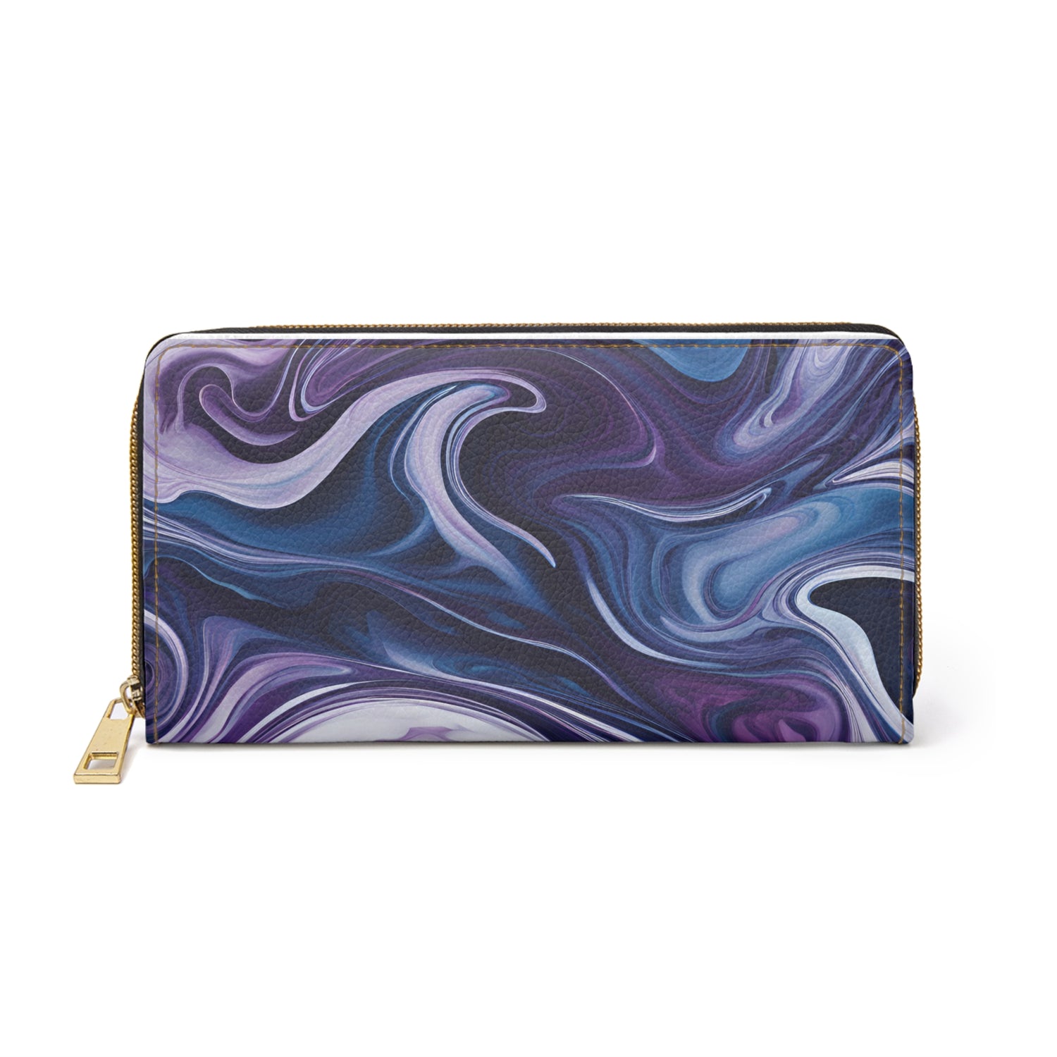 Blue and Purple Marble Swirl Zipper Wallet