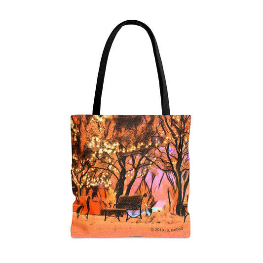 Snowy Winter Scene Tote Bag