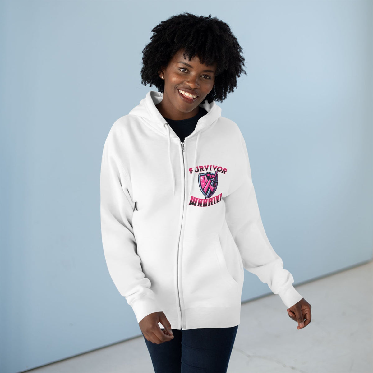 Survivor Warrior - Breast Cancer Survivor Zip Hoodie