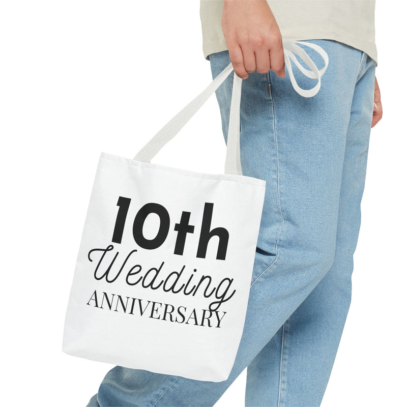 10th Wedding Anniversary Tote Bag - Anniversary Gift for Couples