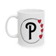 Letter "P" Monogram Heart Design Coffee Mug