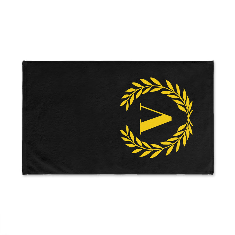 Elegant letter "V" Gold Laurel Monogram Hand Towel