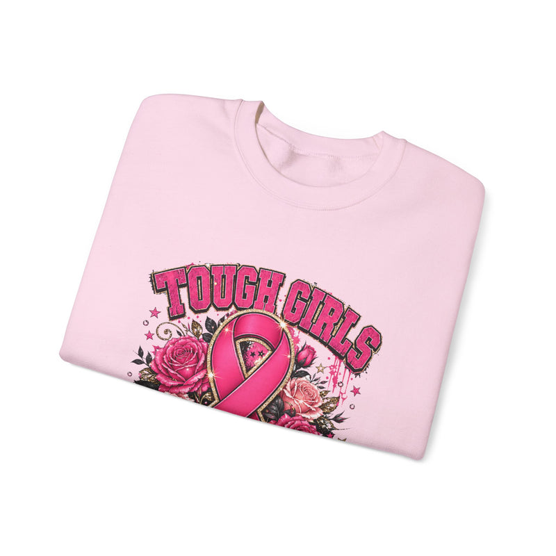 Breast Cancer Awareness Sweatshirt — "Tough Girls Wear Pink" Crewneck