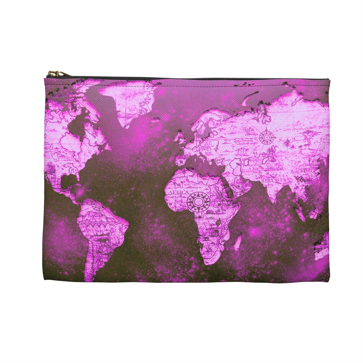 Mauve World Map Accessory Pouch