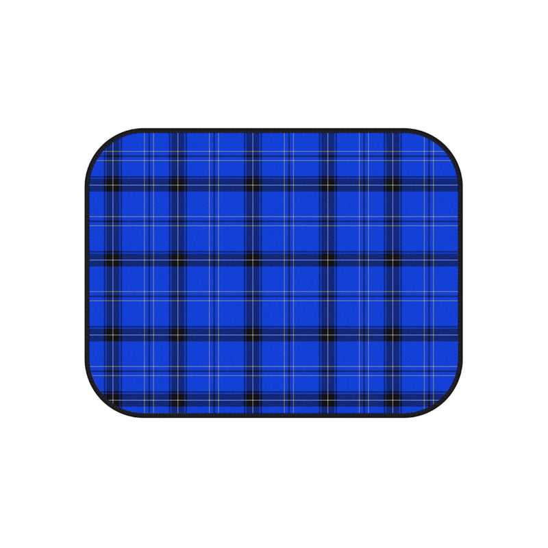 Blue Plaid Pattern Car Mats (2x Rear)
