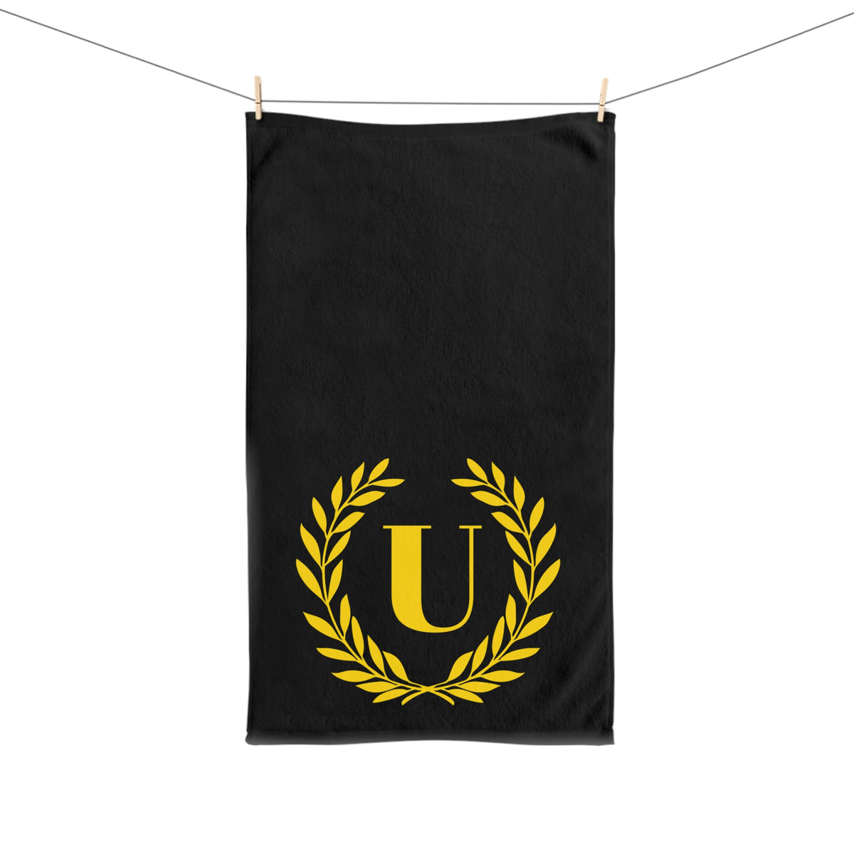 Elegant letter "U" Gold Laurel Monogram Hand Towel