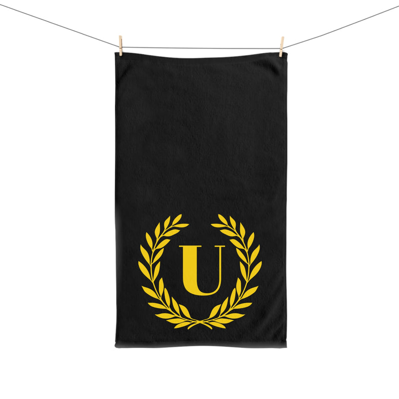 Elegant letter "U" Gold Laurel Monogram Hand Towel