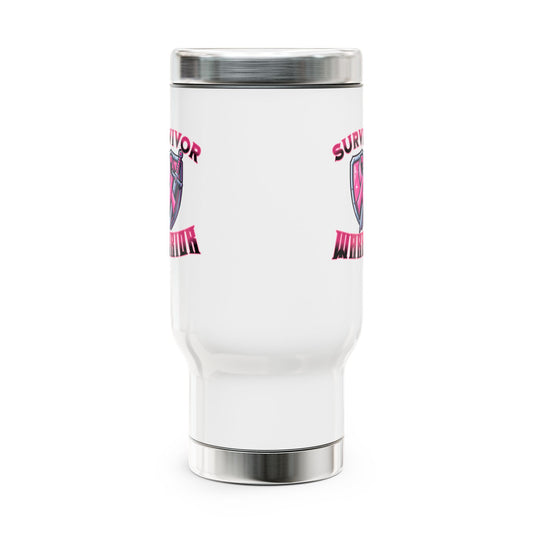 Survivor Warrior Breast Cancer Survivor Stainless Steel Travel Mug with Handle, 14oz