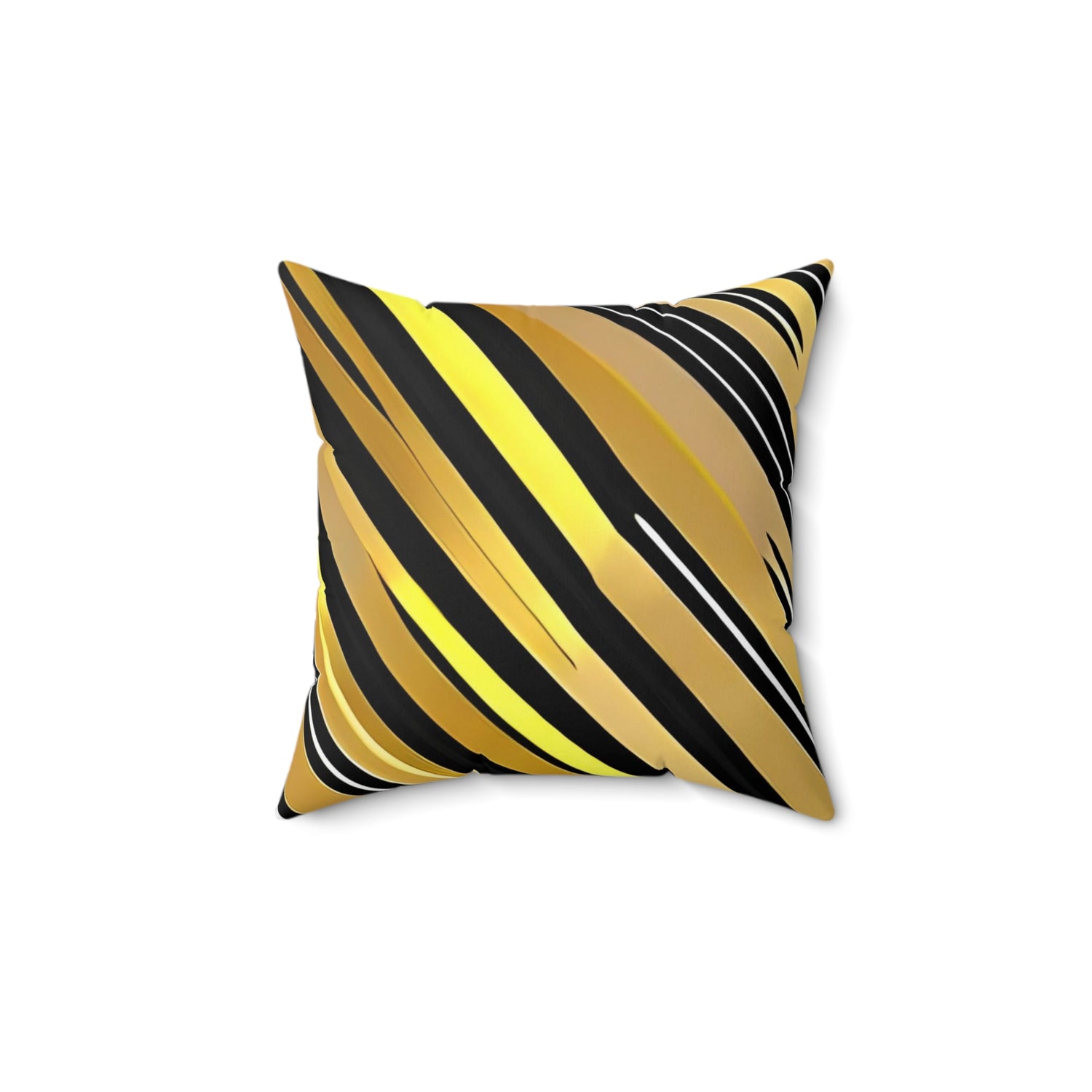 Gold and Black Stripe Pattern Square Pillow