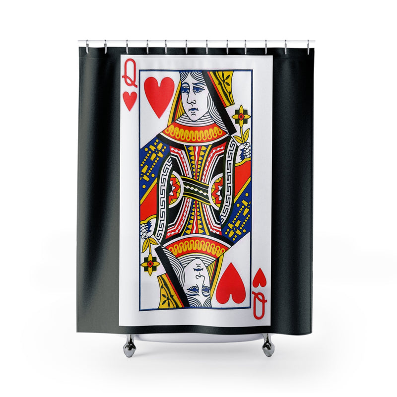 Queen of Hearts Playing Card - Shower Curtain - Black