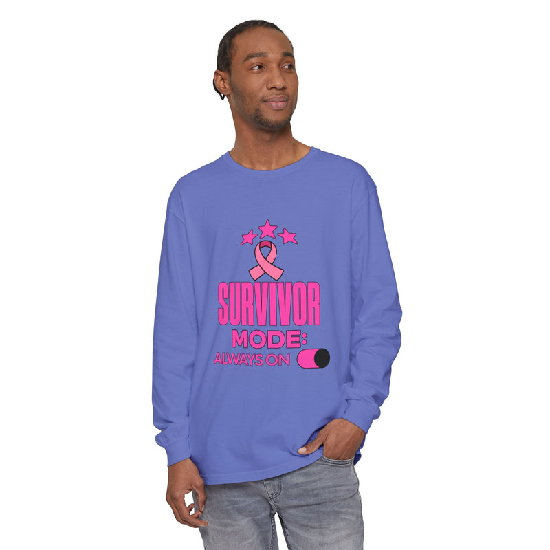 Survivor Mode: Always On - Breast Cancer Survivor Long Sleeve T-Shirt