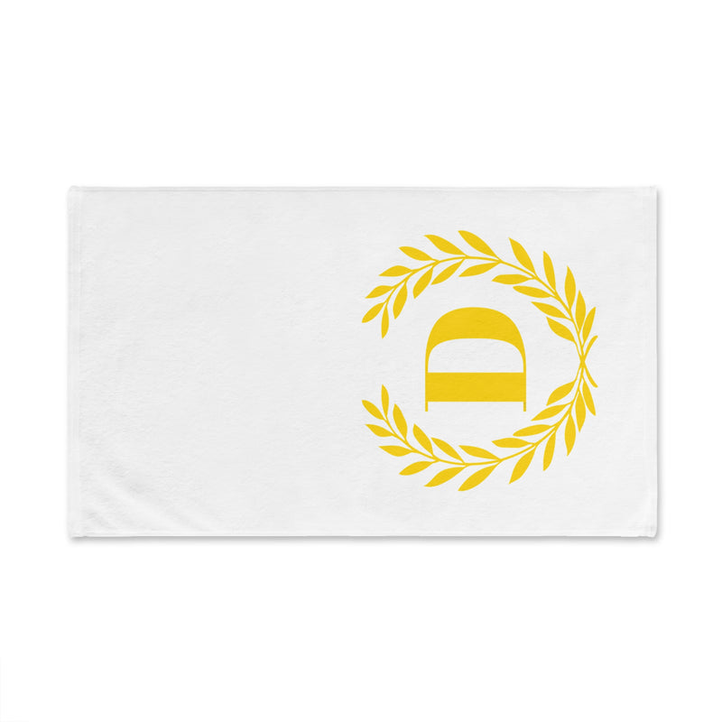 Elegant letter "D" Gold Laurel Monogram White Hand Towel