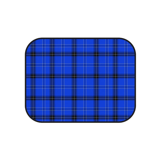 Blue Plaid Pattern Car Mats (2x Rear)