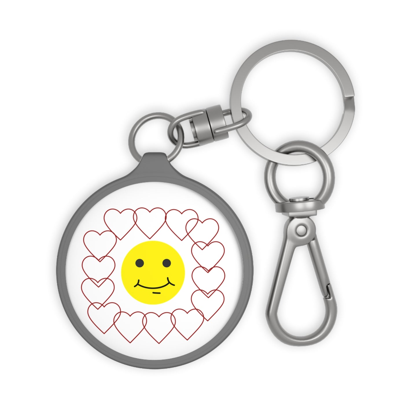 Smiley Face Heart Keyring Tag