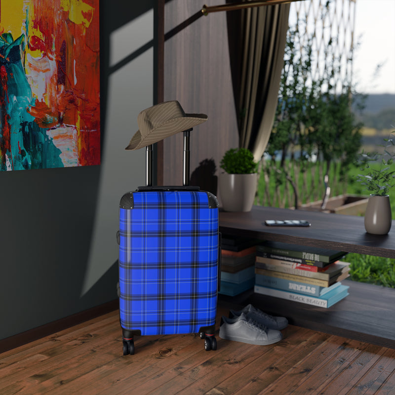 Blue Plaid Pattern Suitcase