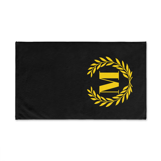 Elegant letter "M" Gold Laurel Monogram Hand Towel