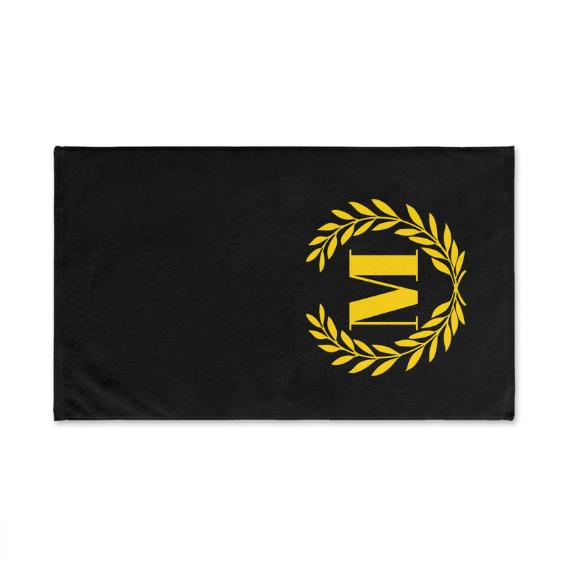 Elegant letter "M" Gold Laurel Monogram Hand Towel