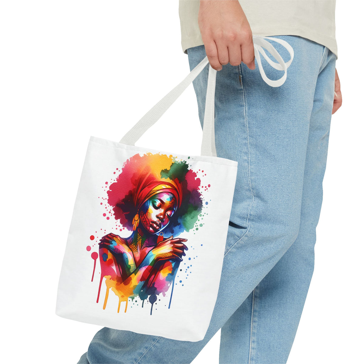 Colorful Abstract Black Woman Tote Bag