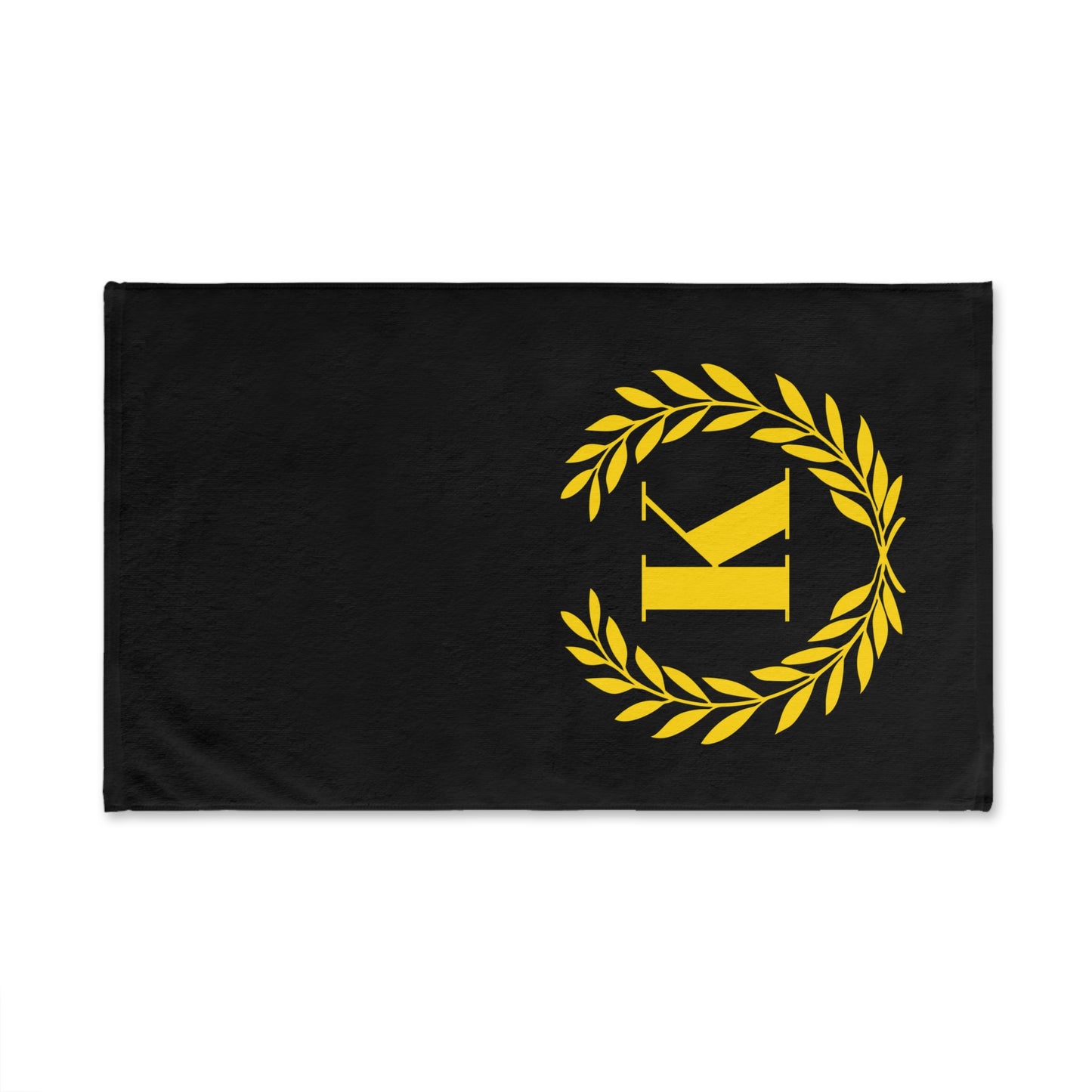 Elegant letter "K" Gold Laurel Monogram Hand Towel