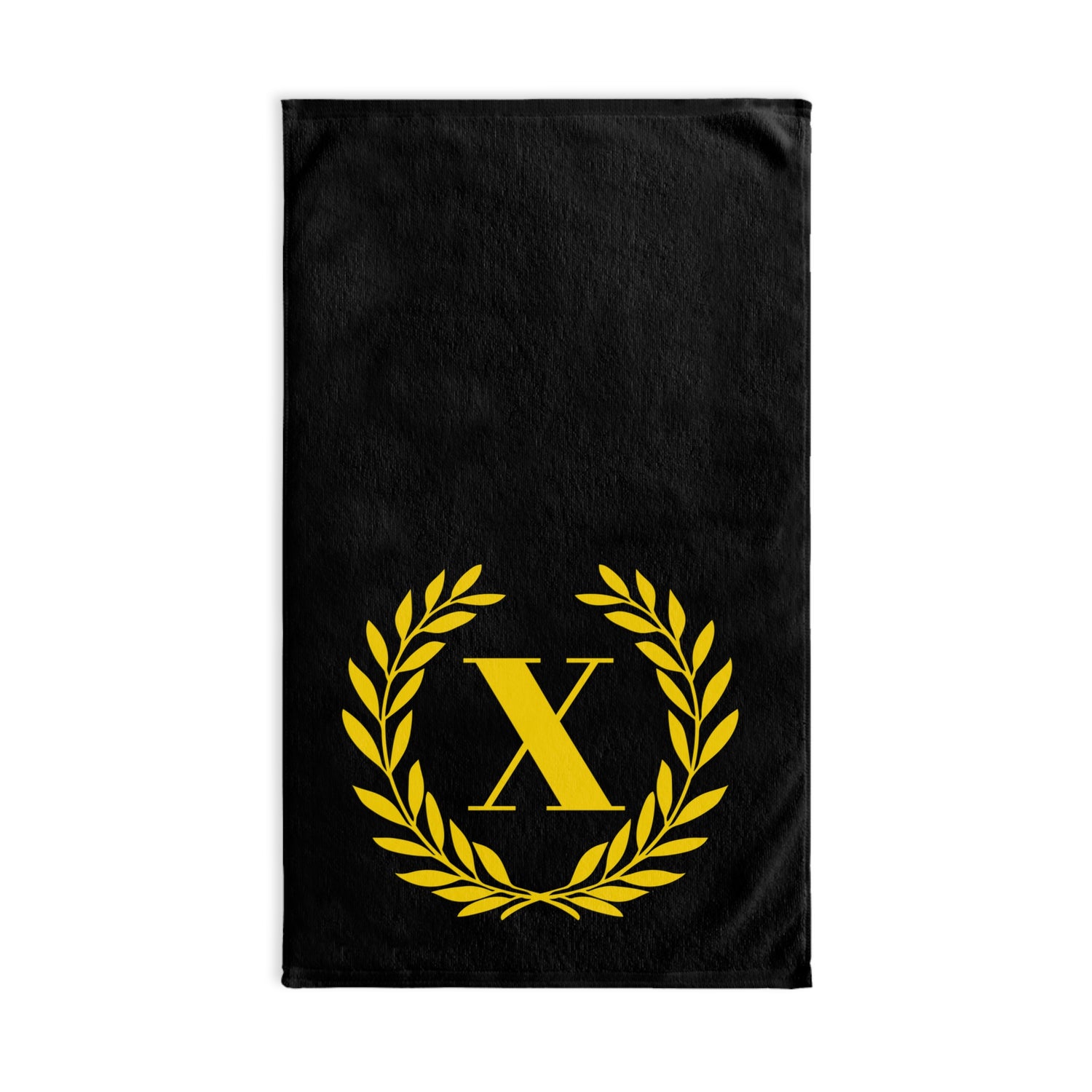 Elegant letter "X" Gold Laurel Monogram Hand Towel