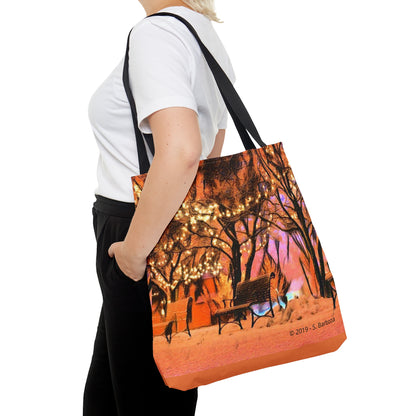 Snowy Winter Scene Tote Bag