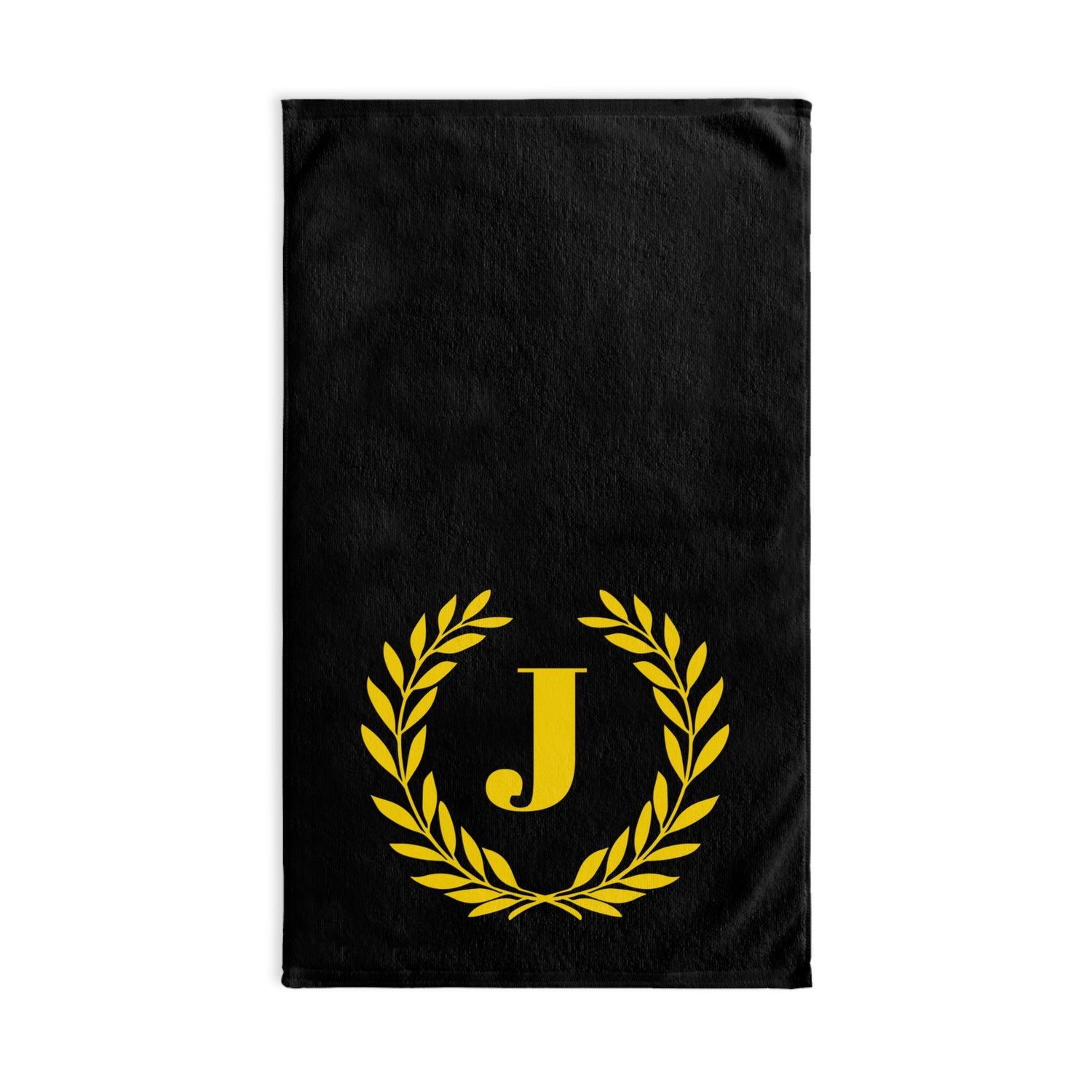 Elegant letter "J" Gold Laurel Monogram Hand Towel