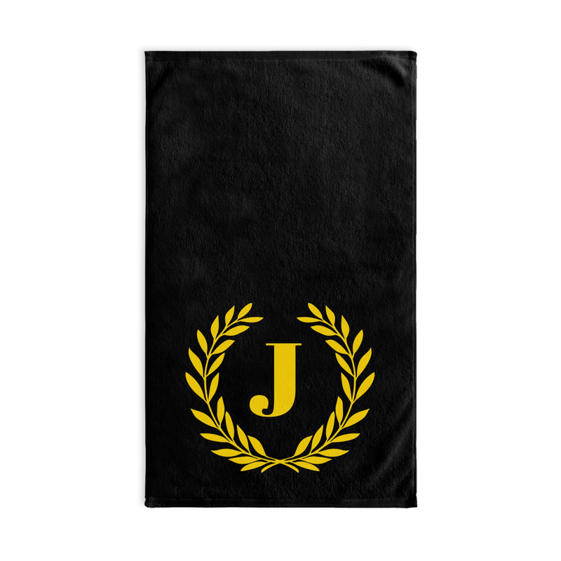 Elegant letter "J" Gold Laurel Monogram Hand Towel